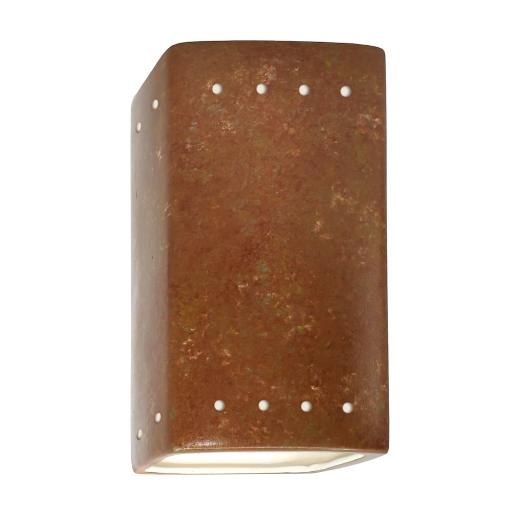 Justice Design Ambiance - Small Rectangle w/ Perfs Wall Sconce - Open Top & Bottom - Replaceable Bulb