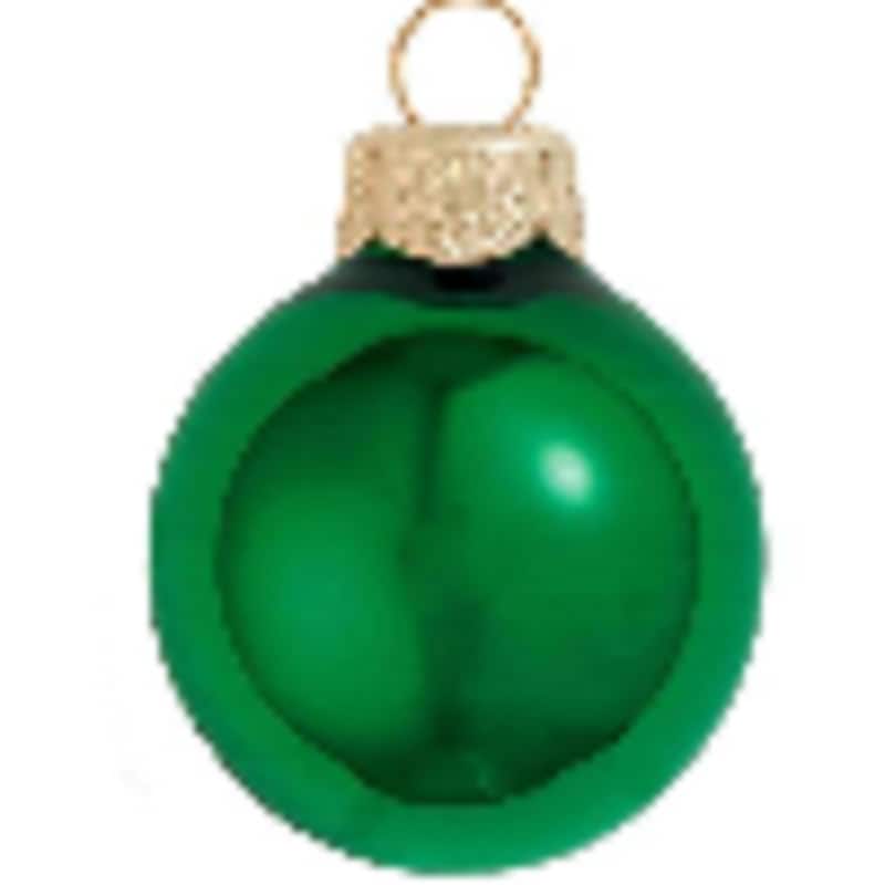 Petite Shiny Finish Glass Christmas Ball Ornaments - 1.25" (30mm) - Green - 40ct