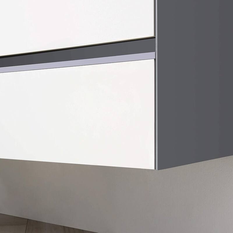 Blossom Glossy White & Grey Wall-Mounted Bathroom Vanity with Sink Set