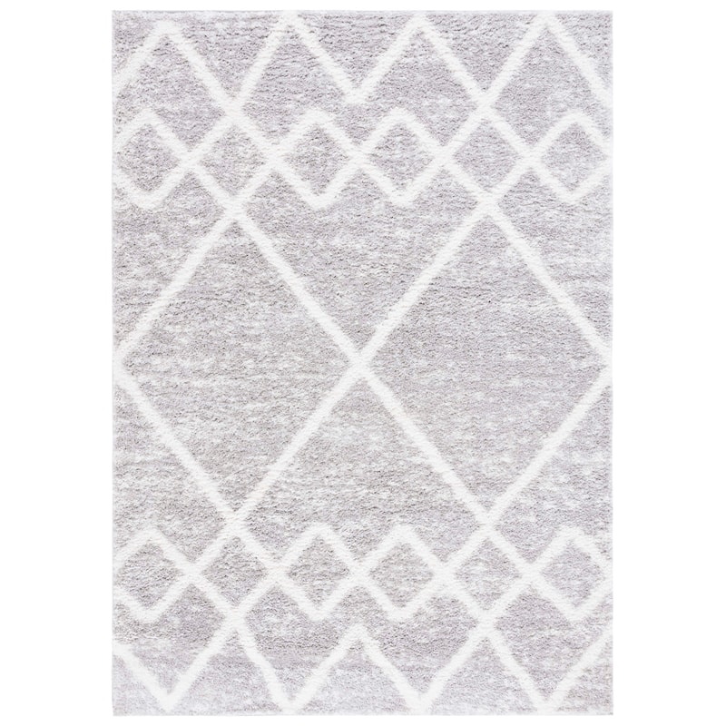 SAFAVIEH Berber Shag Guluzar Moroccan Boho 1.25-inch Rug - 7' x 7' - Ivory/Grey - Square