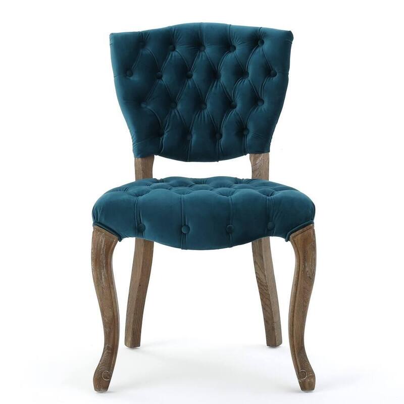 Velvet Dining Chairs Set of 2, Kitchen Side Chairs, Tufted Dining Room Chairs with Padded Seat and Wood Legs for Living Room