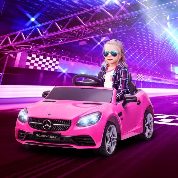 slide 2 of 36, Aosom Mercedes SLC 300 Licensed Kids Electric Car with Remote Control, 12V Battery Powered Kids Ride on Car Pink