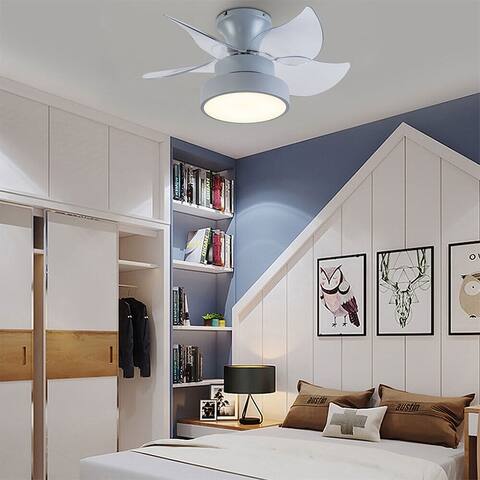 23" Reversible 4 Blades Modern Small LED Ceiling Fan with Remote
