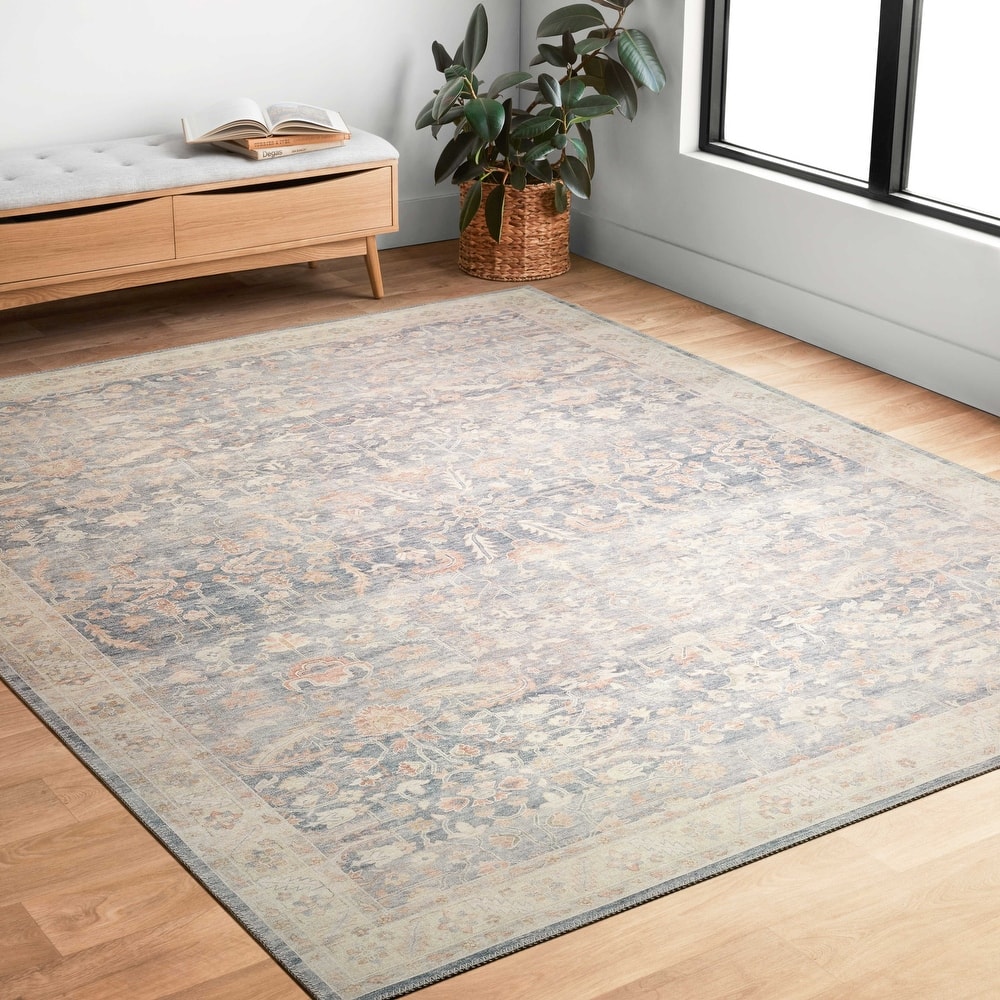 Alexander Home Venetian Printed Botanical Distressed Area Rug