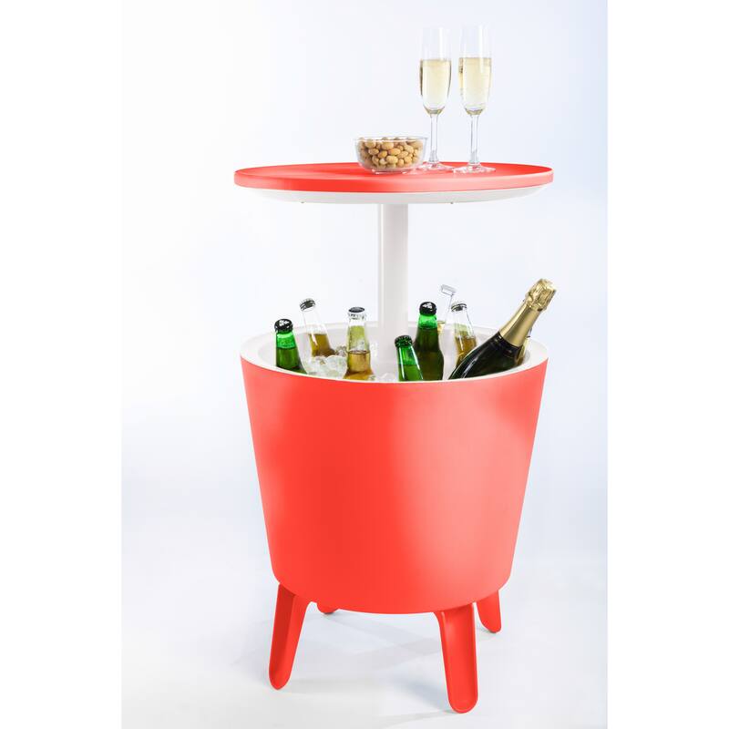 Keter Cool Bar Indoor Outdoor Patio Beverage Cooler and Bar Pop-Up Side Table
