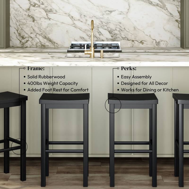 Now Furniture Solid Wood Backless Saddle Seat Bar Height Stool
