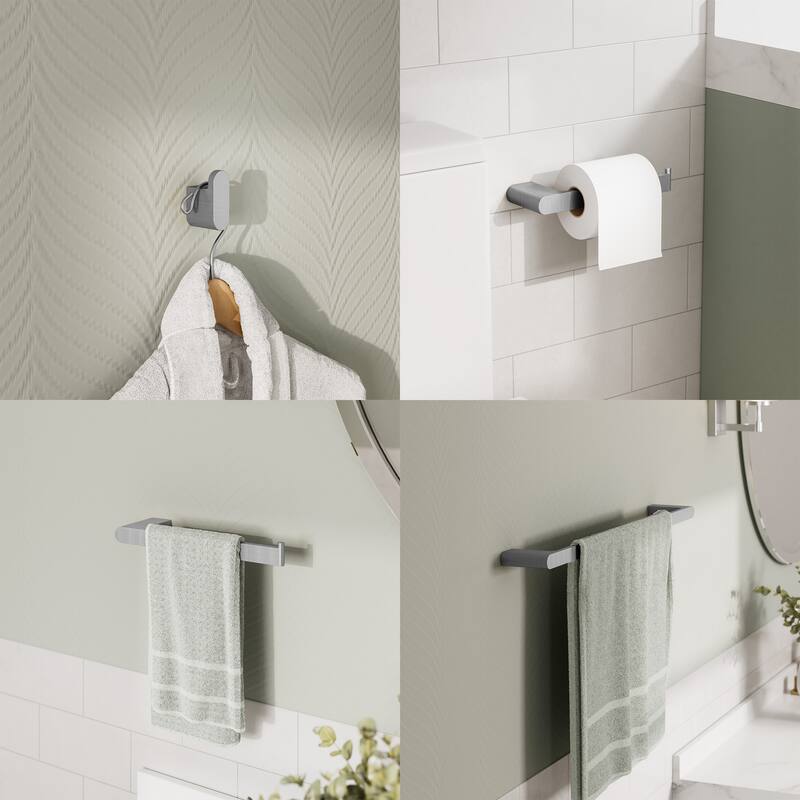 GRANDJOY 4-Piece Towel Rack for Bathroom Towel Bars Hardware Set in Stainless Steel