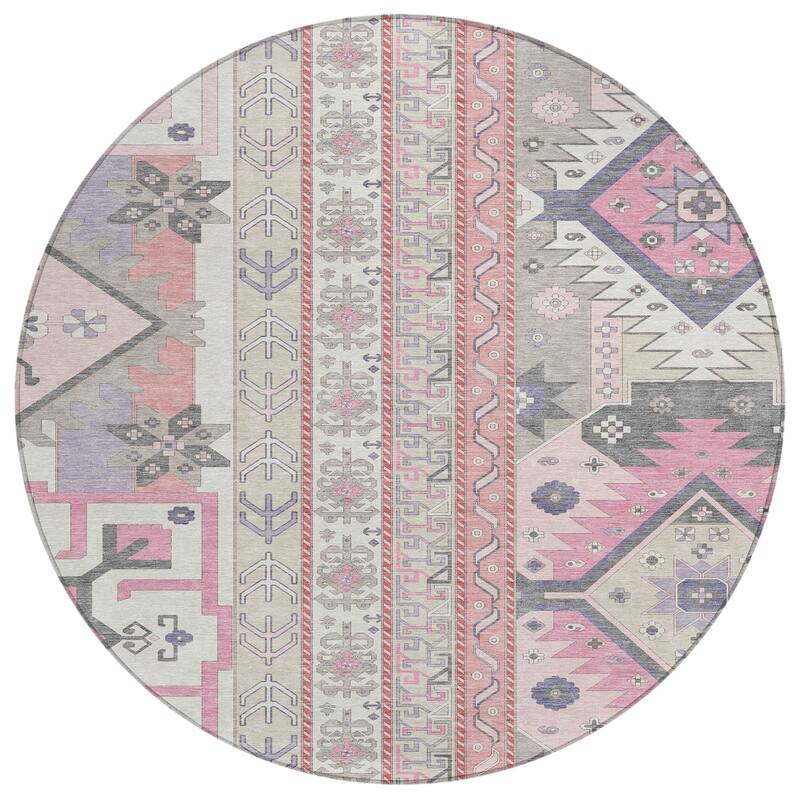 Machine Washable Indoor/ Outdoor Boho Tribal Chantille Rug