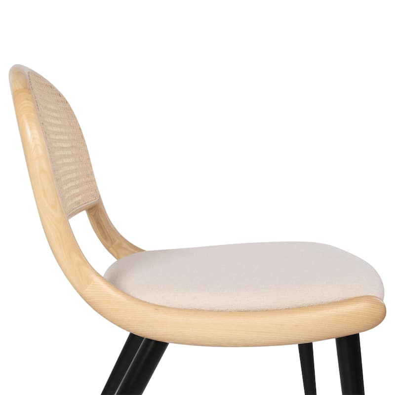 Breuer Chair Company Giola Dining Side Chair w/ Padded Seat Ash Wood Cane Back & Steel Legs (Variations; Made in Italy)