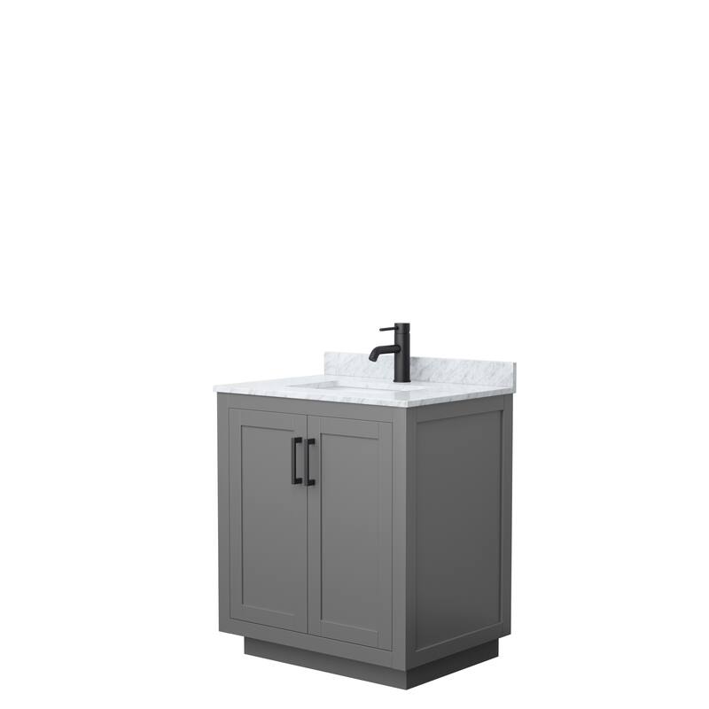 Miranda Single Vanity Set, White Carrara Marble Top, No Mirror