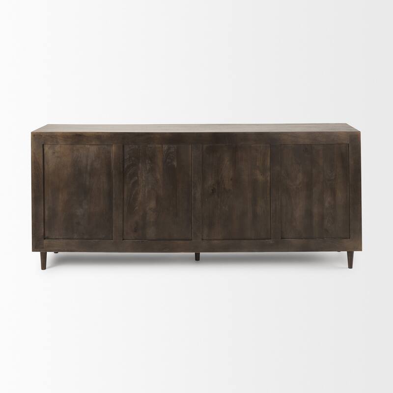 Tucker Dark Brown Mid-Century Modern Rainbow 4 Door Sideboard - 71.8L x 15.0W x 30.0H