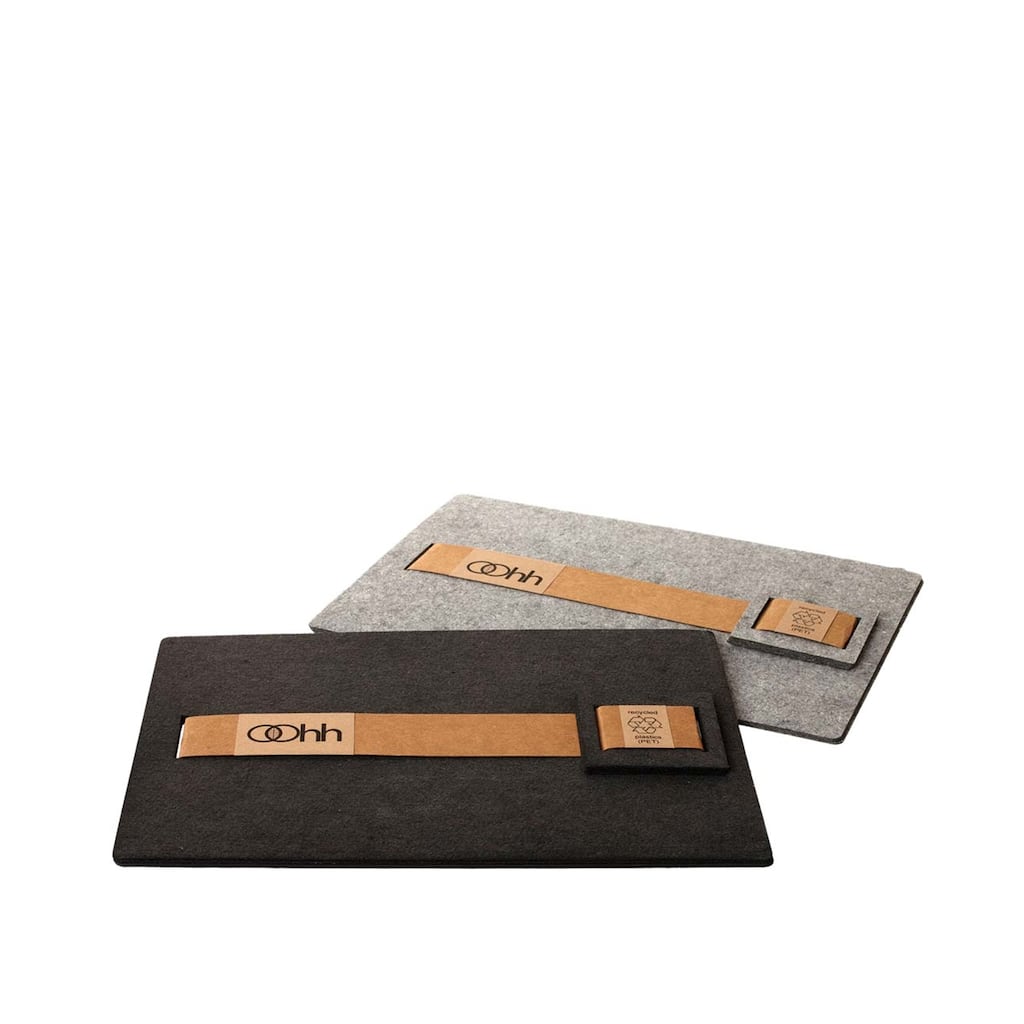 Set Of 4 Eco-Felt Sq. Placemats W/Coasters Black- A