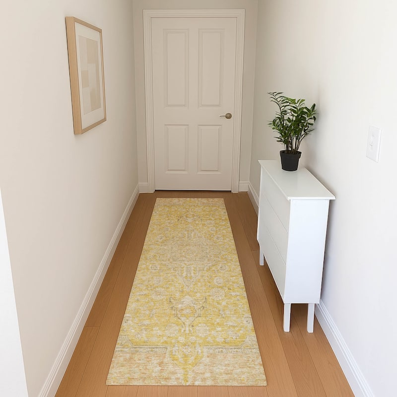Premium Washable Super Soft Vintage Traditional Mayfield Rug - Wheat - 2'3" x 7'6"