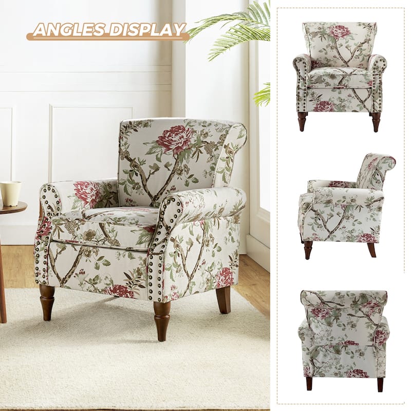 Nyctelius Nailhead Trim Traditional Accent Armchair with Rolled Arms by HULALA HOME