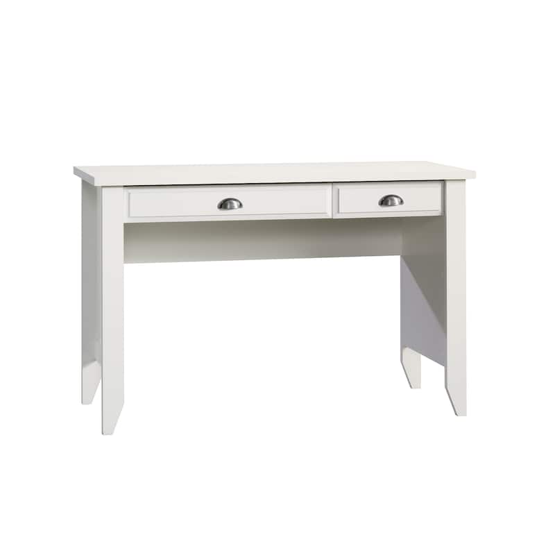 Wood Computer Desk with Keyboard Tray, White