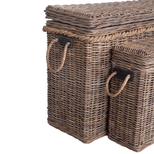 Grey Washed Rattan Storage Console Baskets - Set Of 2 by East at Main ...