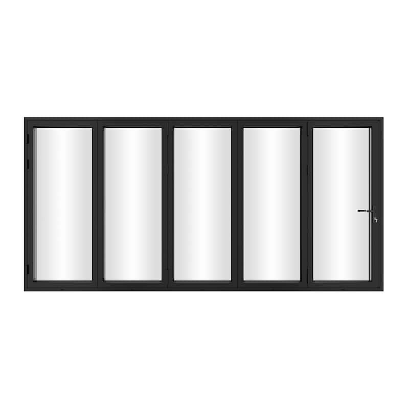 KaMic 144" x 80" 5-Panel Aluminum Patio Folding Door Right to Left-Outswing