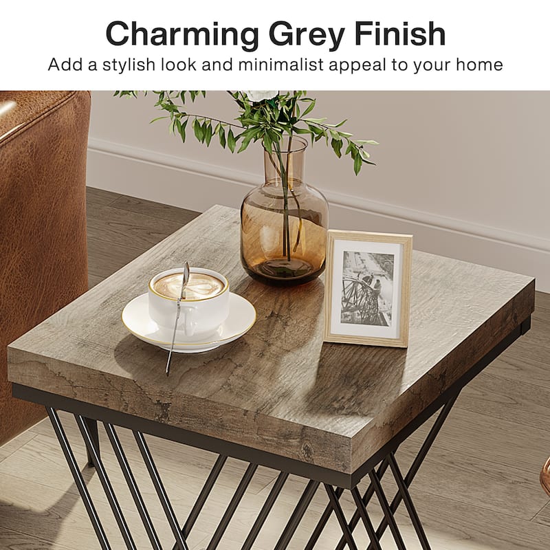 Square Side End Table for Living Room, Nightstand for Bedroom