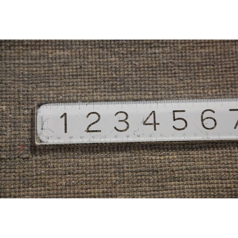 Modern Gray Gabbeh Runner Rug Hand-Knotted Grey Wool Carpet - 2'11" x 9'7"
