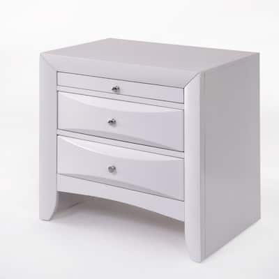 25" Dark Brown Three Drawer Nightstand