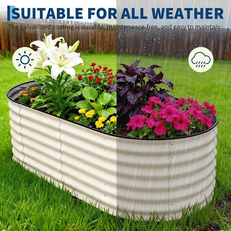 2 PCS 6x3x2 FT Galvanized Steel Raised Garden Bed, Planter for Vegetables, Flowers with Anti-Cut Strips - N/A