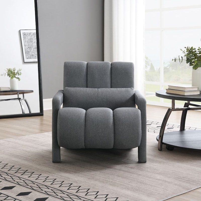 Modern Linen Fabric Upholstered Accent Chair - Grey