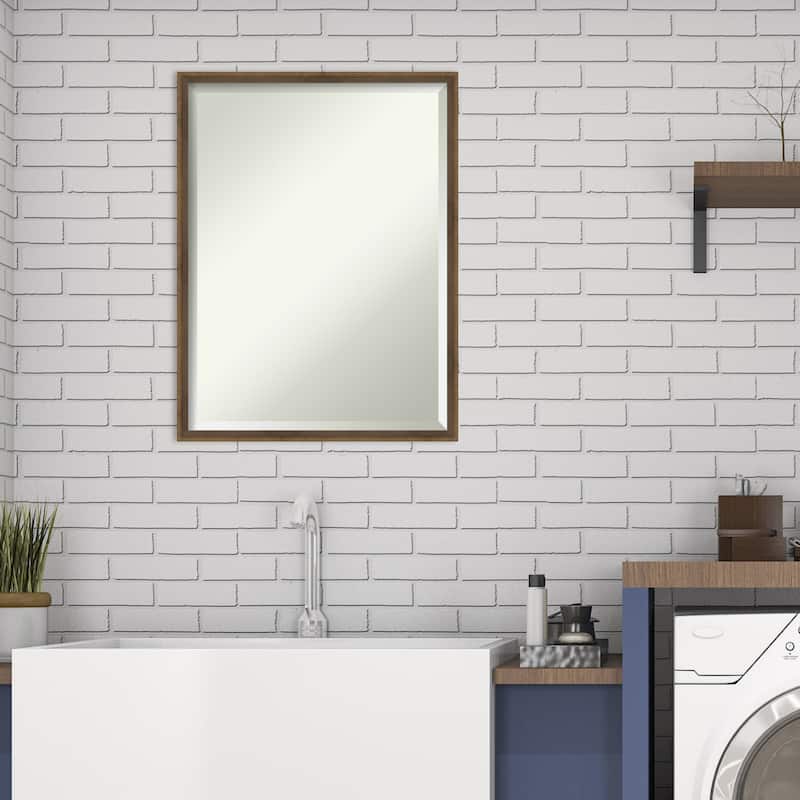 Beveled Wood Bathroom Wall Mirror - Lucie Frame