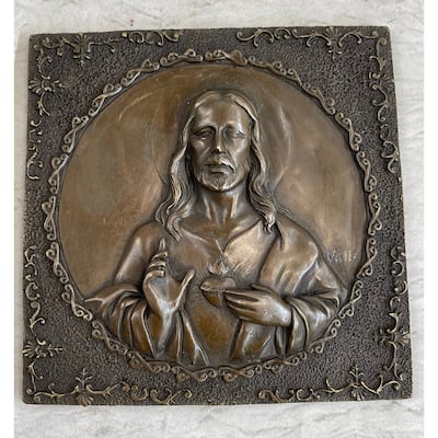 Original Valli Hand Crafted Wall Mount Jesus Portrait Bronze Statue Sculpture Nr