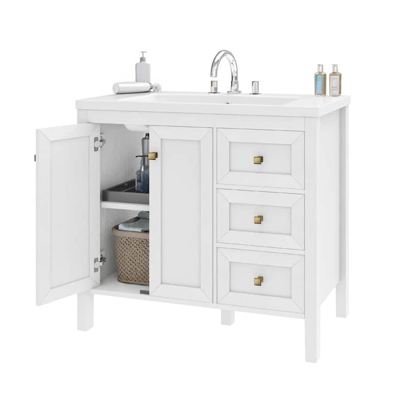 Moasis 36"/42" Bathroom Vanity with Sink Set and 2 Soft-Closing Doors & 3 Drawers