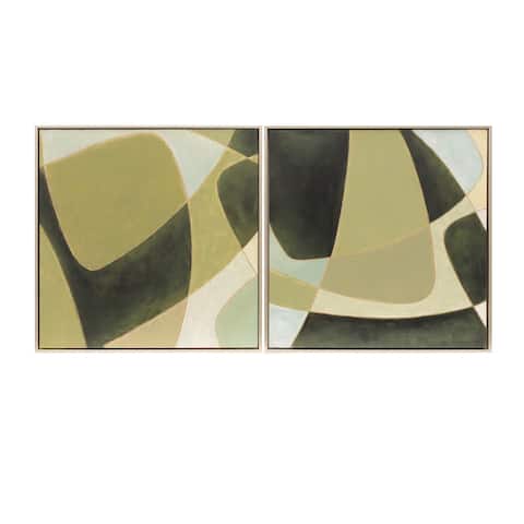 25x25, Set of 2, Abstract Oil Painting, Gold, black 25"H