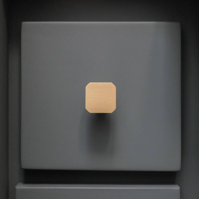 Hapny Home M28 Mod 1-1/8" Square Block Solid Metal Modern Cabinet Knob