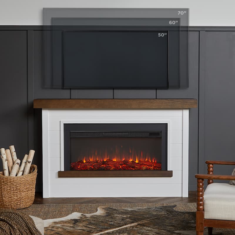Bernice 66.75" Electric Fireplace in White by Real Flame