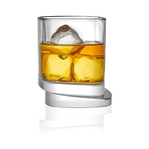 JoyJolt Square Aqua Vitae 9.7 oz Crystal Whiskey Glass, Set of two Off Base Old Fashioned Glasses