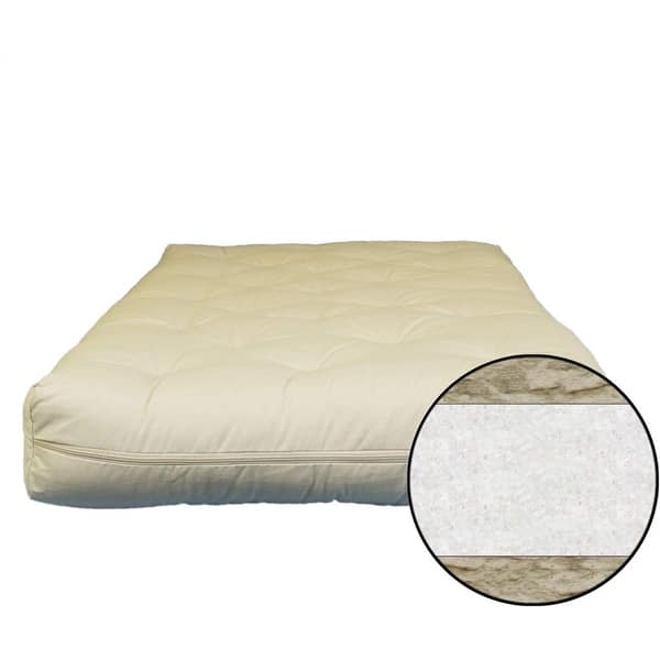 slide 1 of 1, 8-inch Cotton and Wool Fiber Futon Bed Mattress Full