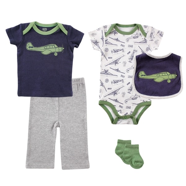 slide 1 of 1, Hudson Baby Infant Boy 5-Piece Gift Set, Airplane, 0-3 Months - Airplane 0-3 Months - Airplane