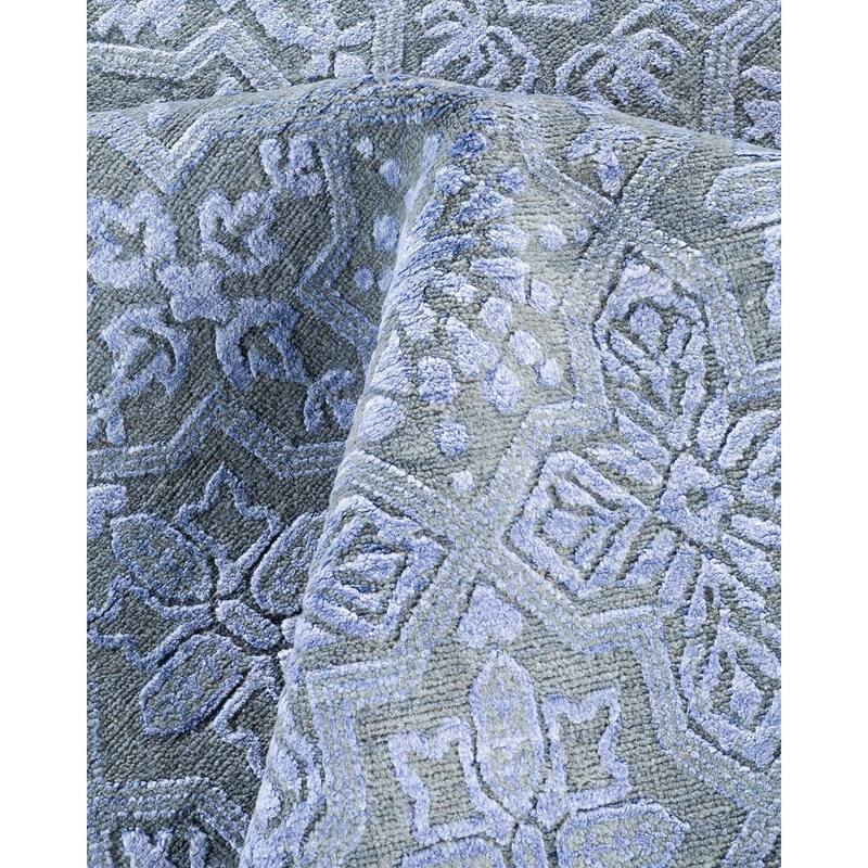 Ikat One-of-a-Kind Hand-Knotted Area Rug, Blue - 8' 0" x 10' 2"