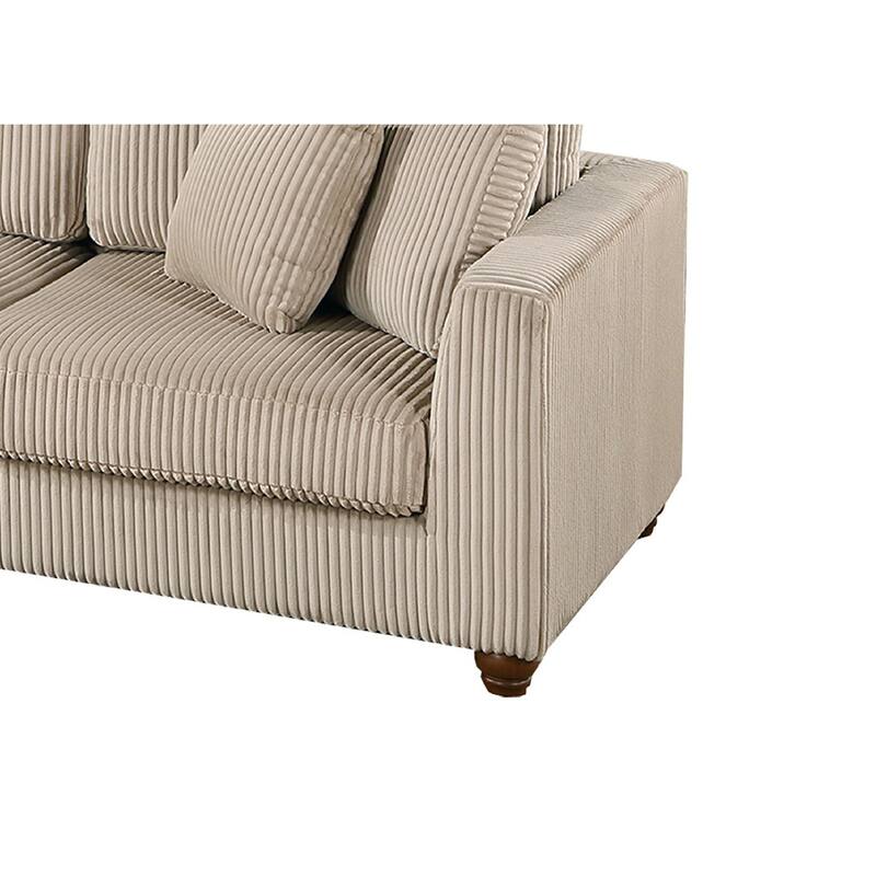 Zeo 2pc Oversize Sectional Sofa and Chaise, Taupe Brown Corduroy