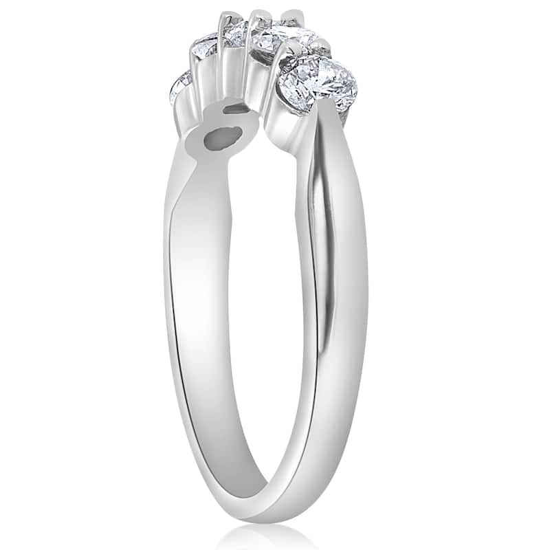 1/2ct Round Diamond Wedding Ring White Gold Five Stone