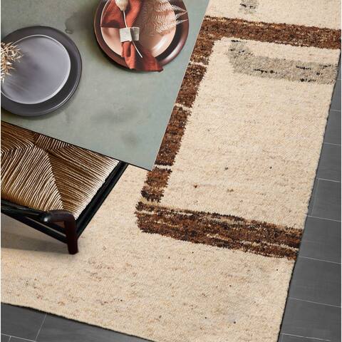 Hand Woven Brown Flat Weave Modern & Contemporary Oriental Area Rug