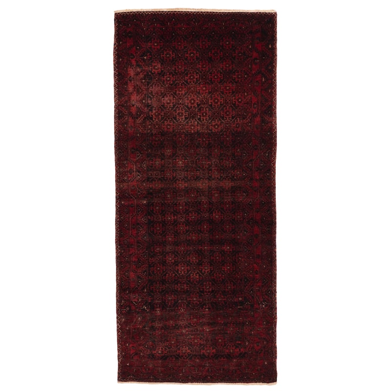 ECARPETGALLERY Hand-knotted Baluch Red Wool Rug - 3'1 x 7'4
