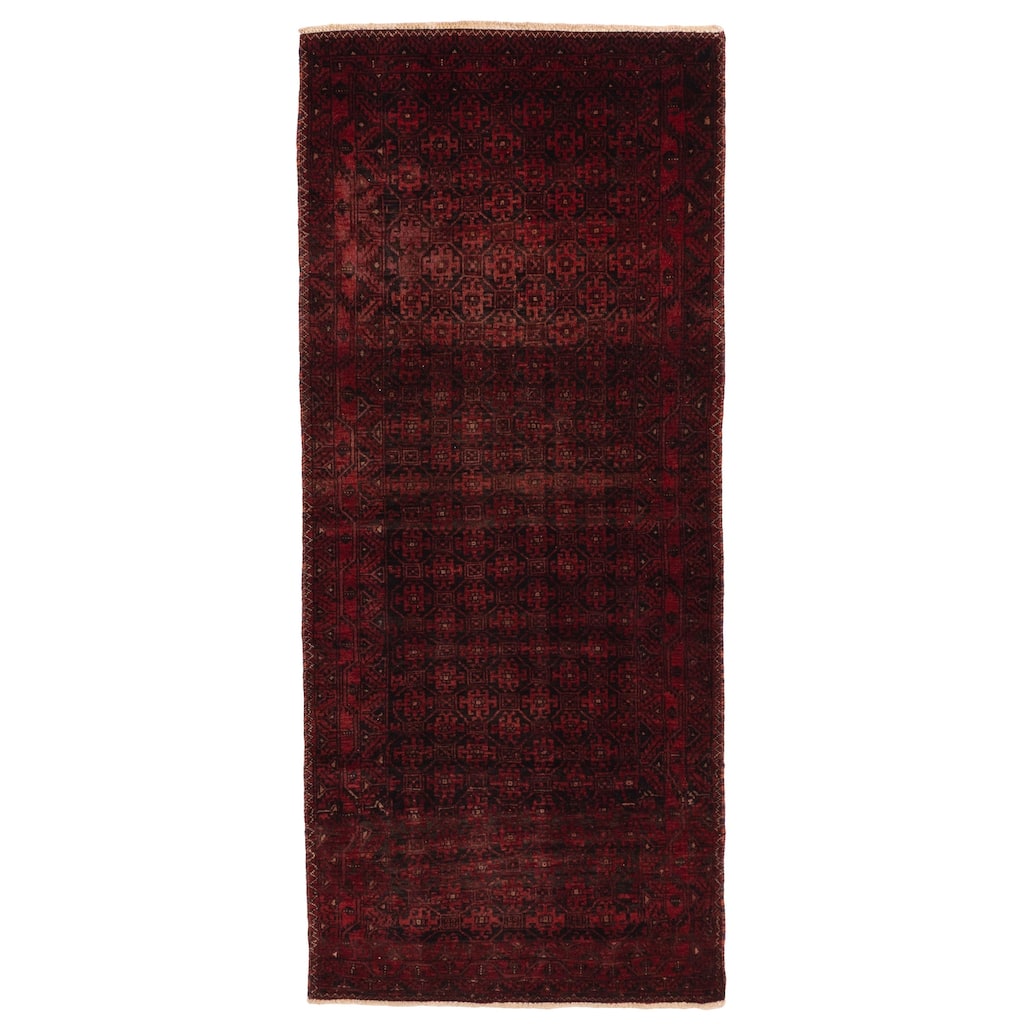 ECARPETGALLERY Hand-knotted Baluch Red Wool Rug - 3'1 x 7'4