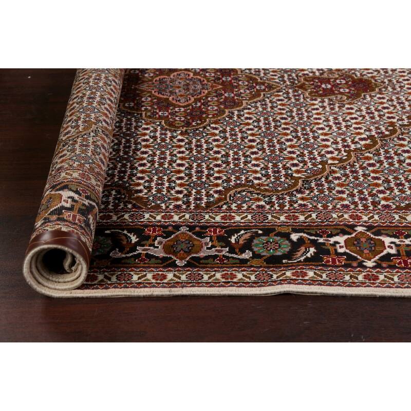 Vegetable Dye Wool/ Silk Tabriz Mahi Persian Area Rug Hand-knotted - 5'0" x 6'10"