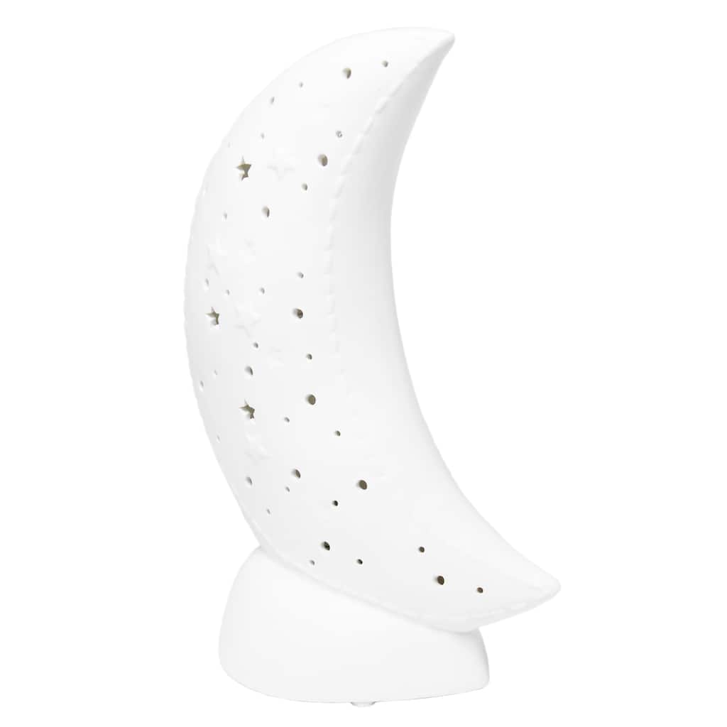 Crescent Moon Ceramic Table Lamp - 10" - White
