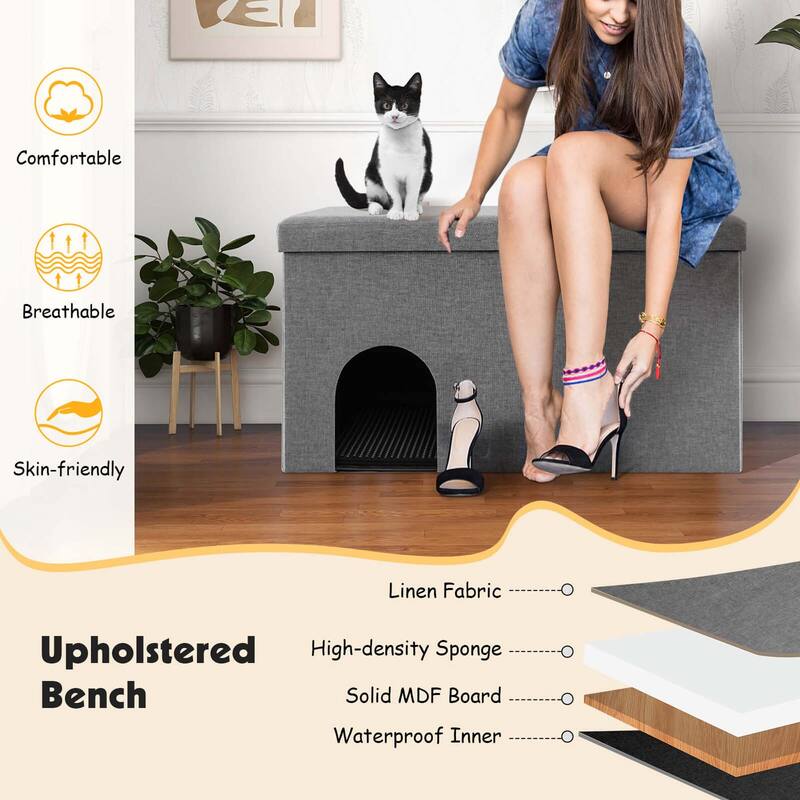 Costway Cat Litter Box Enclosure Hidden Furniture Cat Washroom Shoe - See Details
