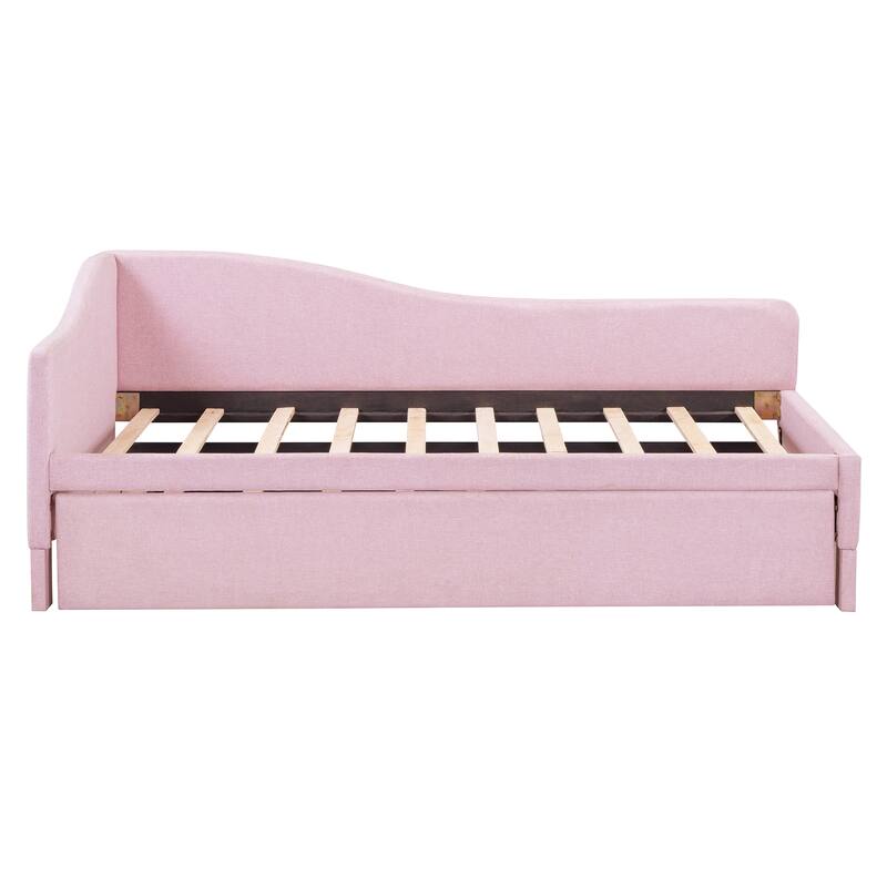 Twin Size Upholstered Daybed with Pop Up Trundle,No Box Spring Needed