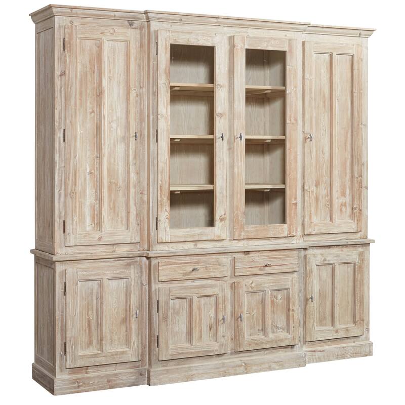 Wainscott Reclaimed Pine Shabby Chic 91-inch Display Cabinet
