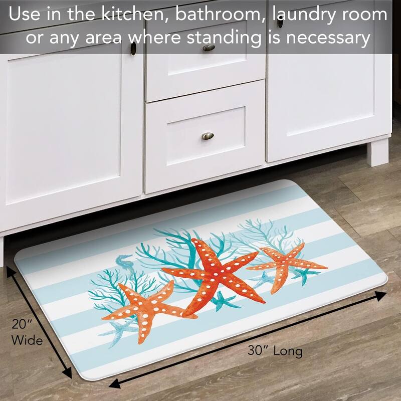 Starfish Stripe 30” x 20” Comfort Floor Mat Manufactured in The USA, Waterproof, Reduces Muscle Fatigue, Easy to Clean - 30x20