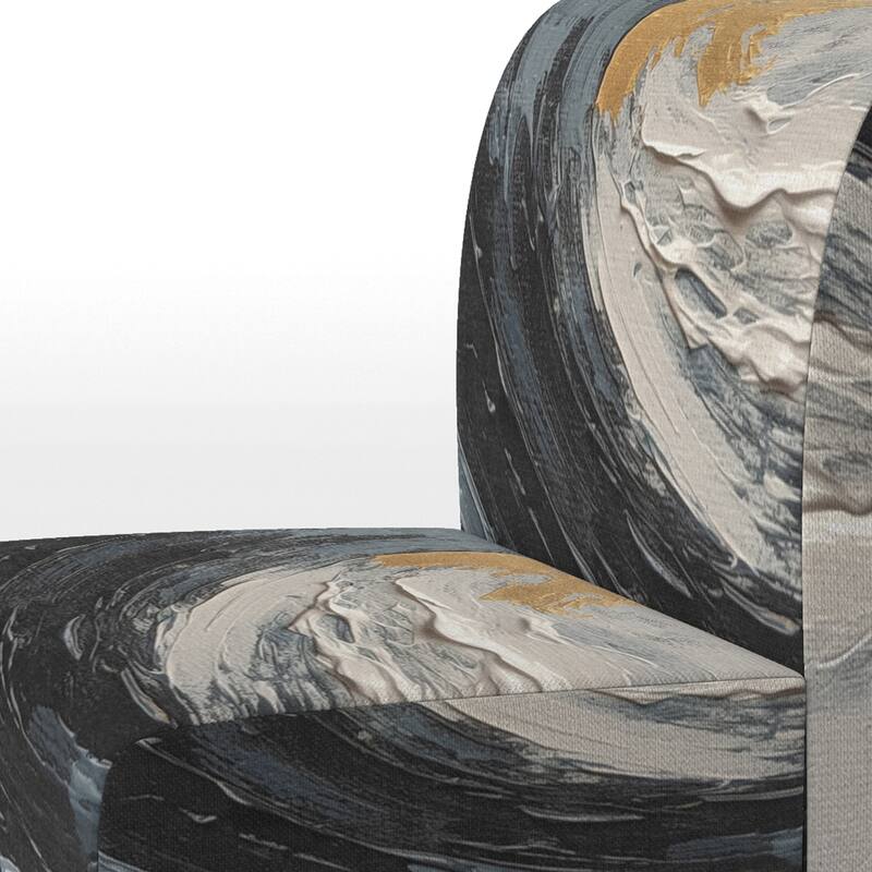 Designart "Gold and Black Vibrant Spirals" Upholstered Abstract Spirals Accent Chair and Modern & Contemporary Arm Chair