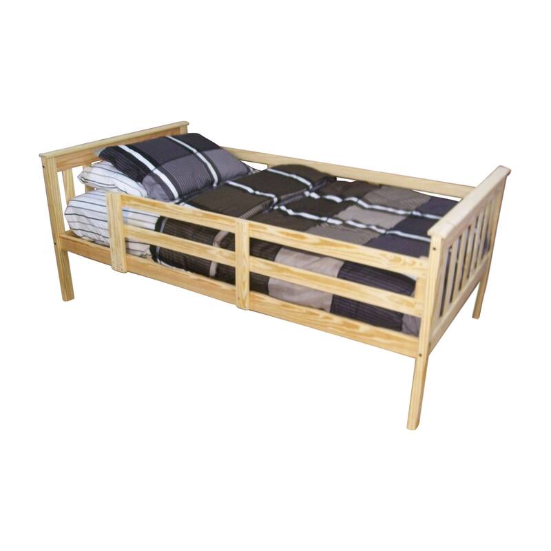 Pine Twin Mission Bed with Safety Rails - Unfinished
