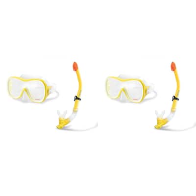 Intex Wave Rider Hypoallergenic Latex Free Mask & Easy Flow Snorkel Set (2 Pack) - 0.82